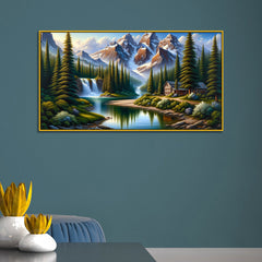 Snow-Capped Peaks & Tranquil River Canvas Print Wall Art