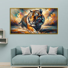 The Vibrant Water Stalker, Tiger Canvas Print Wall Painting