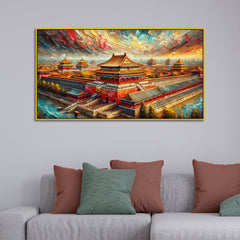 Imperial Sunset Palace with Ancient Echoes in Color Canvas Print wall painting