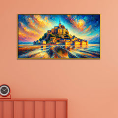 Beautiful Tidal Island, Vibrant Sky Canvas  Canvas Print Wall  Painting