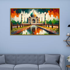 Taj Mahal: Historic Marble Landmark in Colors Canvas Print Wall Painting