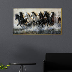 Luxury Seven Horses Wall Art: Premium  Acrylic Painting