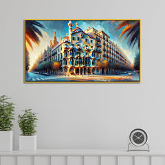 Dancing Colors: Barcelona’s Architectural GemCanvas Print Wall Art