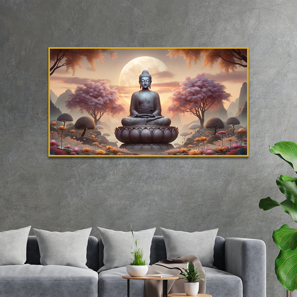 The Buddha in the Moonlight Garden Canvas Print Wall Painting