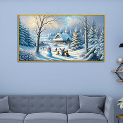 Winter Wonderland: Winter Playtime in the Forest Canvas PrintWall Painting