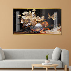 Luxury Canvas  Gold Butterfly & Floral Acrylic Wall Painting