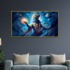 Premium Lord Krishna Cosmic Universe Canvas Painting
