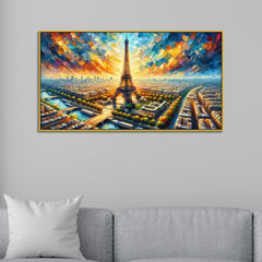 Imperial Sunset Palace with  EIFFEL TOWER in Color Canvas Print wall painting