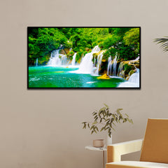 Vibrant Waterfall  Nature Scenery of Colorful Canvas Wall Paintings & Arts