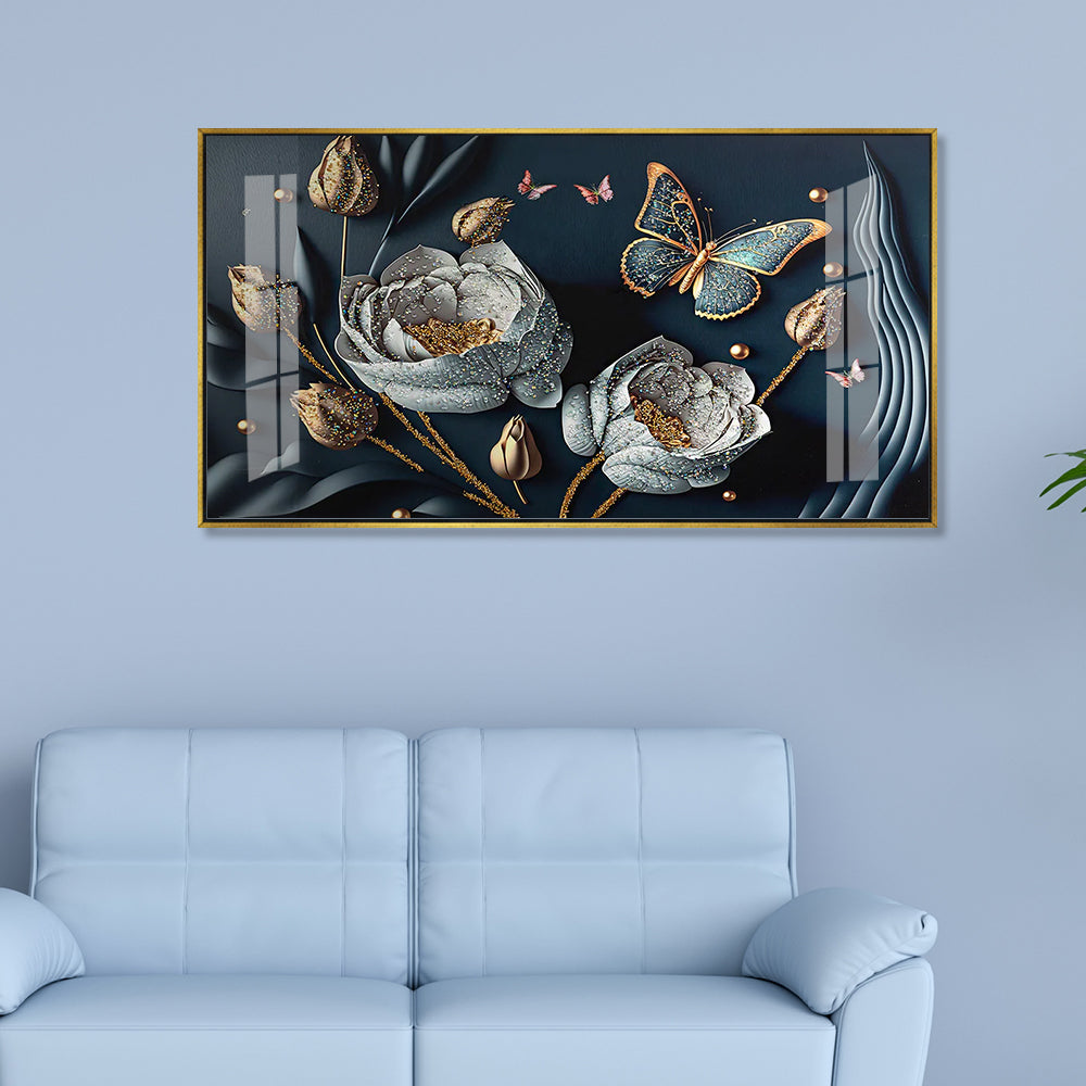 Ethereal Blooms Premium Textured Canvas - 3D Floral Acrylic Painting