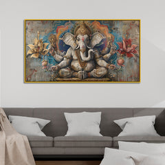 Ganesh Ji Vintage Wall Painting – Sacred Art for Interiors