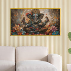 Classic Ganesha Canvas – Vintage Finish for Home Temple