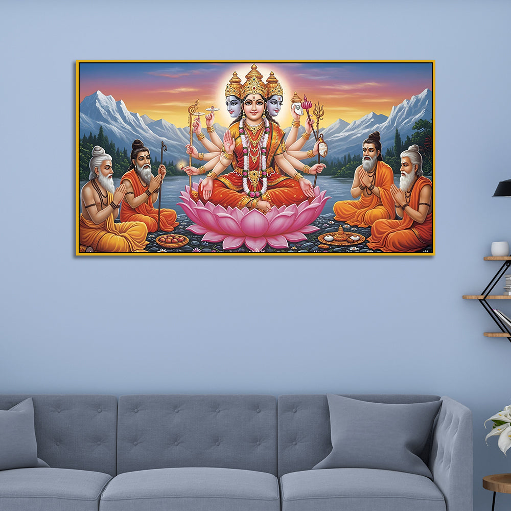 Goddess Gayatri Mata with Rishis Hindu Religious Wall Paintings