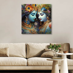 Decent Radha Krishna Canvas Painting for Home, Bedroom & Living Room