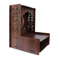 Beautiful Wooden Pooja Stand for Home Pooja Mandir for Wall Mounted with LED Spot Light