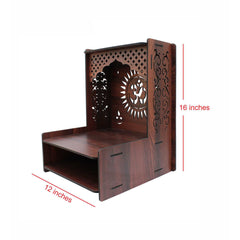 Beautiful Wooden Pooja Stand for Home Pooja Mandir for Wall Mounted with LED Spot Light