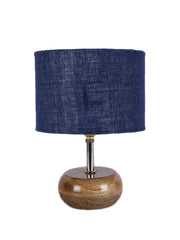 Blue Jute Shade with Wood Lamp Base (YC)