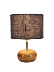 Blue Jute Shade with Wood Lamp Base (YC)