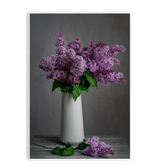 Soothing Lilac Flower Vase Still Life Canvas Painting