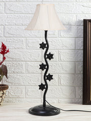 Off-White Cotton Zig Zag Star Table Lamp with Iron Base (AE16)