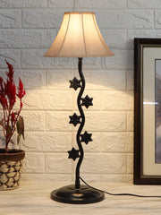 Off-White Cotton Zig Zag Star Table Lamp with Iron Base (AE16)