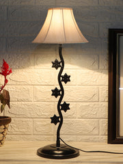 Off-White Cotton Zig Zag Star Table Lamp with Iron Base (AE16)