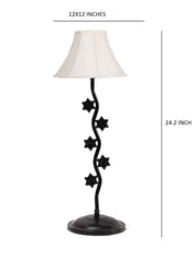 Off-White Cotton Zig Zag Star Table Lamp with Iron Base (AE16)
