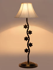 Off-White Cotton Zig Zag Star Table Lamp with Iron Base (AE16)