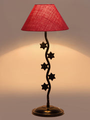 Pink Jute Zig Zag Table Star Lamp with Iron Base (AE09)