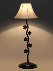 Off-White Cotton Zig Zag Star Table Lamp with Iron Base (AE16)