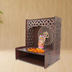 Portable Pooja Mandir for Home with Spacious Shelf & Inbuilt Focus Lights