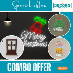 Elegant Wooden Christian Shrine + Merry Christmas  + Neon Sign & Home Decor Combo Offer