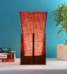 Pyramid Pink Jute Shade Lamp with Wood Base