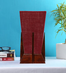 Pyramid Maroon Jute Shade Lamp with Wood Base