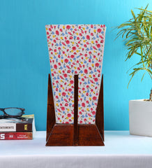 Pyramid Printed Cotton Shade Lamp with Wood Base