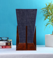 Pyramid Blue Jute Shade Lamp with Wood Base