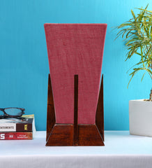 Pyramid Pink Jute Shade Lamp with Wood Base