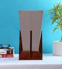 Pyramid Grey Cotton Shade Lamp with Wood Base