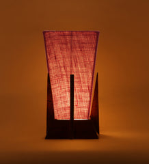 Pyramid Pink Jute Shade Lamp with Wood Base