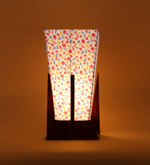 Pyramid Printed Cotton Shade Lamp with Wood Base
