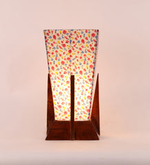 Pyramid Printed Cotton Shade Lamp with Wood Base