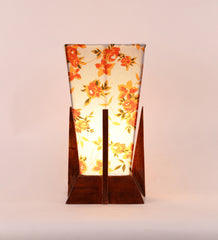 Pyramid Printed Cotton Shade Lamp with Wood Base