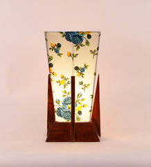 Pyramid Printed Cotton Shade Lamp with Wood Base