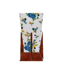 Pyramid Printed Cotton Shade Lamp with Wood Base