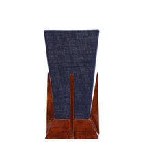 Pyramid Blue Jute Shade Lamp with Wood Base