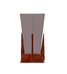 Pyramid Grey Cotton Shade Lamp with Wood Base