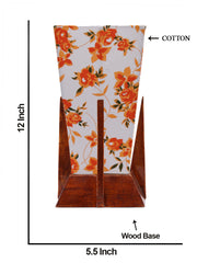 Pyramid Printed Cotton Shade Lamp with Wood Base