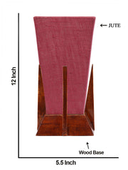 Pyramid Pink Jute Shade Lamp with Wood Base