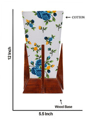 Pyramid Printed Cotton Shade Lamp with Wood Base