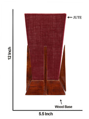Pyramid Maroon Jute Shade Lamp with Wood Base